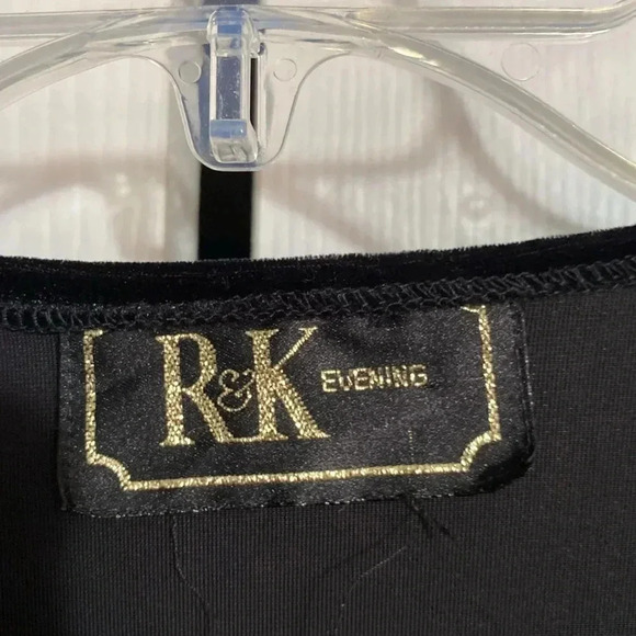 R & K evening black velvet blouse top shirt size medium - Picture 8 of 9